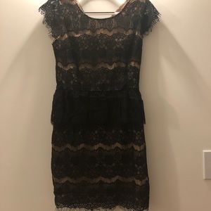 Maeve Black and Cream Lace Perplum Dress TAGS ON